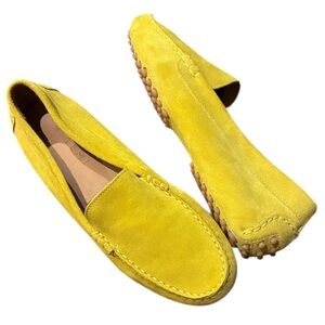M Gemi Italian suede Felize driving loafers size 38 7 1/2 citrus yellow